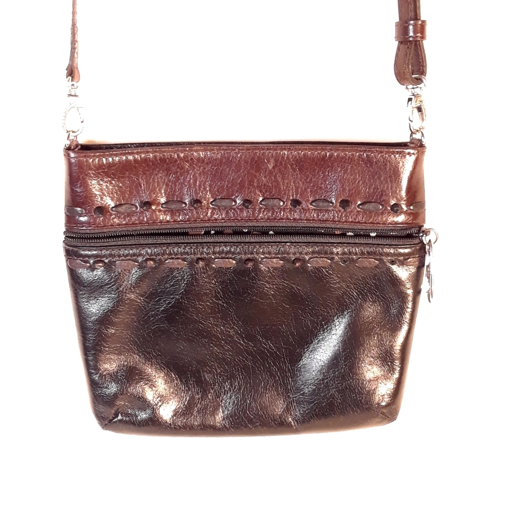Brighton brown and black leather crossbody bag
